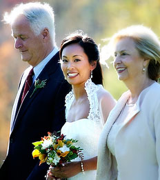 Bride together with parents